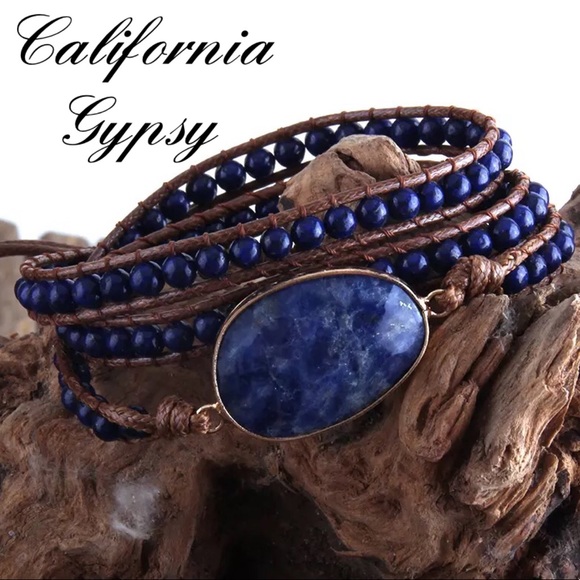 RESTOCKING🎉Blue quartz boho leather bracelet - Picture 3 of 3